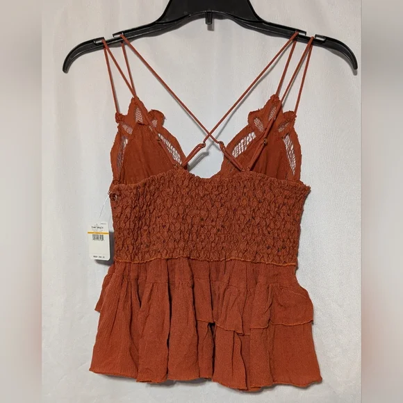 New! Intimately Free People Rust Color Adella Camisole Crochet Lace Top Size S - Picture 11 of 16